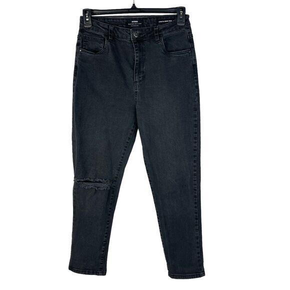 Cotton-On SZ 10 Stretch Mom Jeans 5-Pocket Hi-Rise Zip-Fly Black Wash Womens - Picture 1 of 12